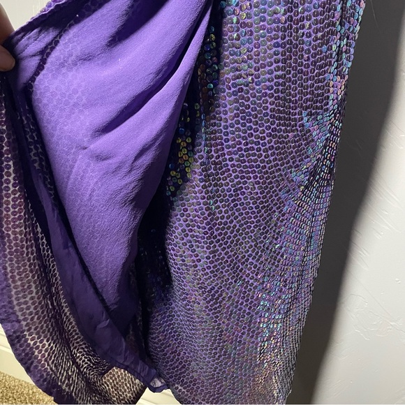 Vintage Silk & Sequins Purple Dress Hand Made - Picture 12 of 14